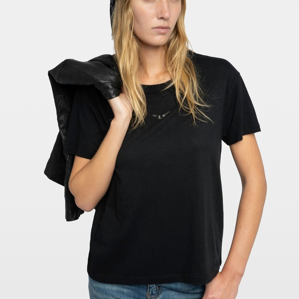 NWT Zadig & Voltaire Marta T-Shirt Black Small